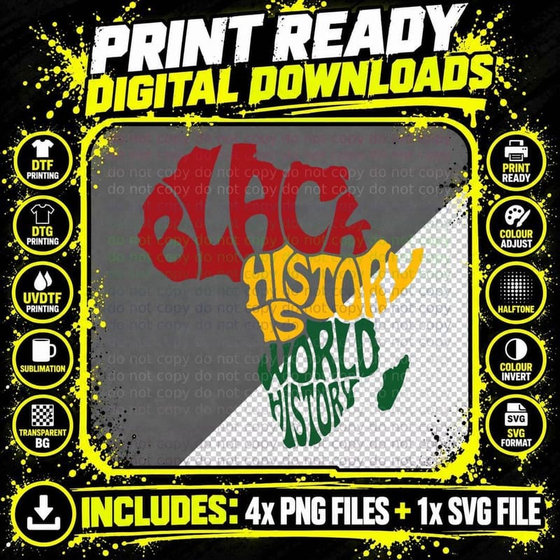 I AM BLACK History African American Pride History Gift Png SVG Digital Bundle