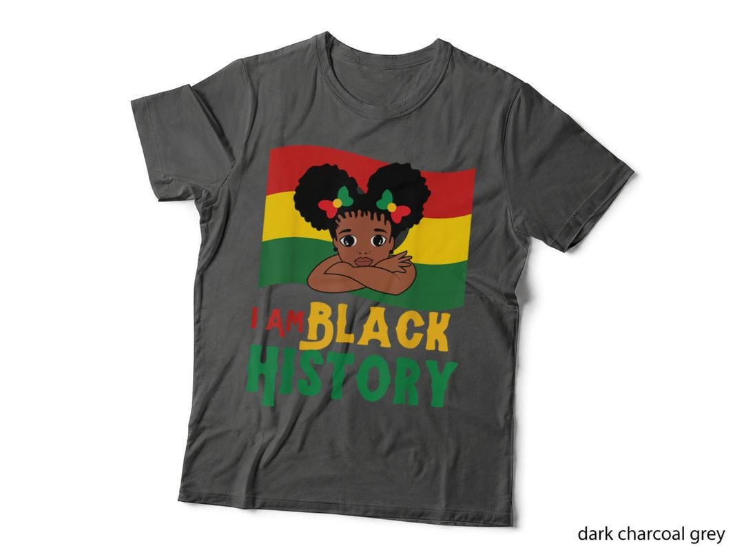 I Am Black History BHM Black Pride Black Melanin Girl Kids T-Shirt