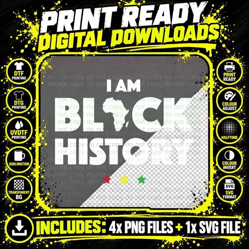 I Am Black History Hoodie Africa Pride Black History Png SVG Digital Bundle