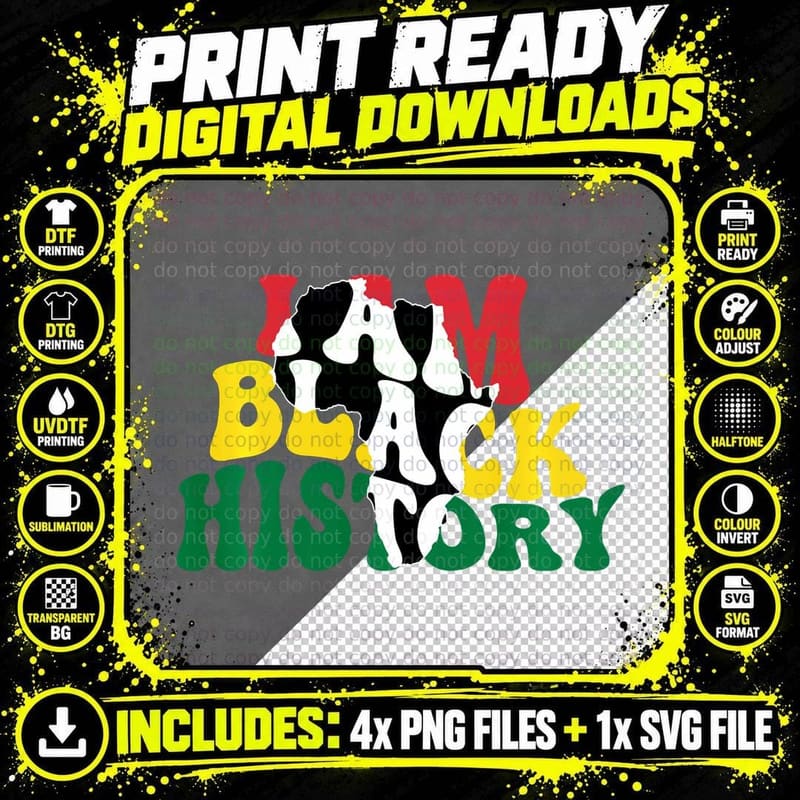 I Am Black History Month African American Pride Pullover Png SVG Digital Bundle