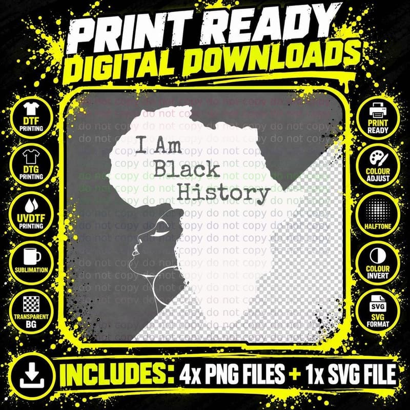 I Am Black History Month, Black Woman Png SVG Digital Bundle