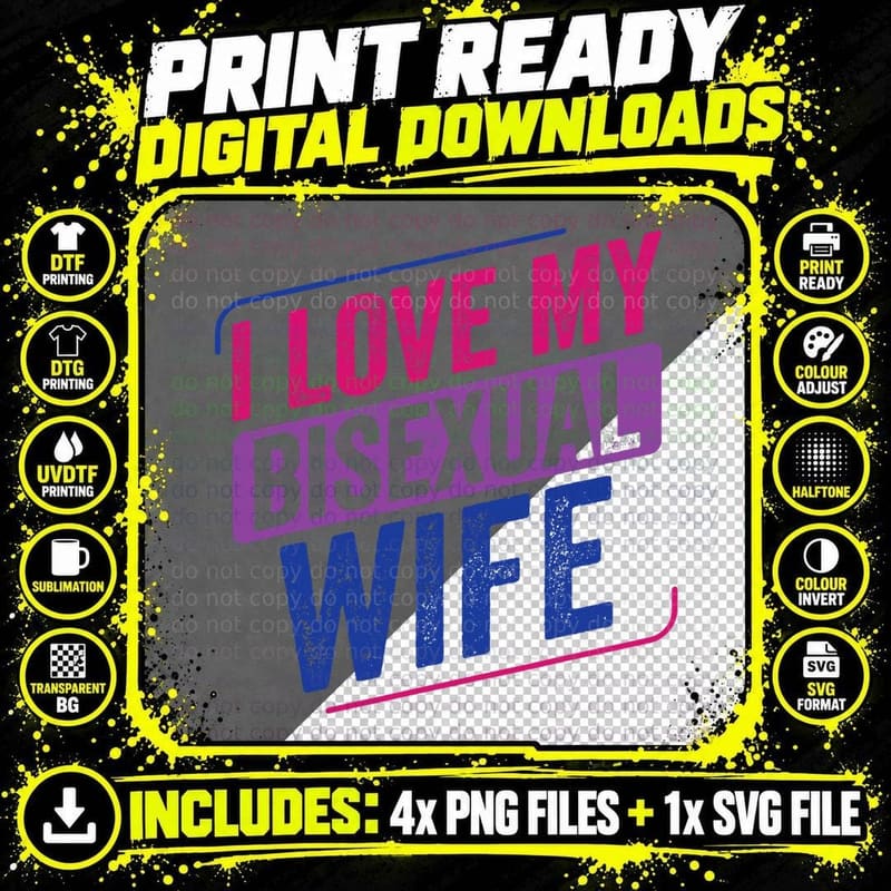I Love My Bisexual Wife Bi Pride Bisexual Flag T-Shirt Png SVG Digital Bundle