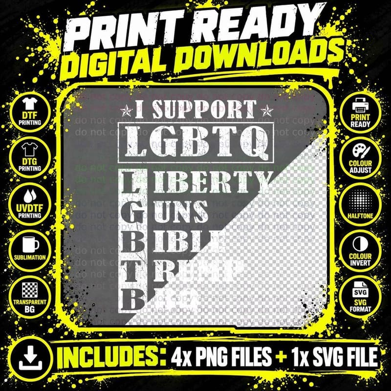 I Support LGBTQ T-Shirt, Pride Movement Apparel Png SVG Digital Bundle