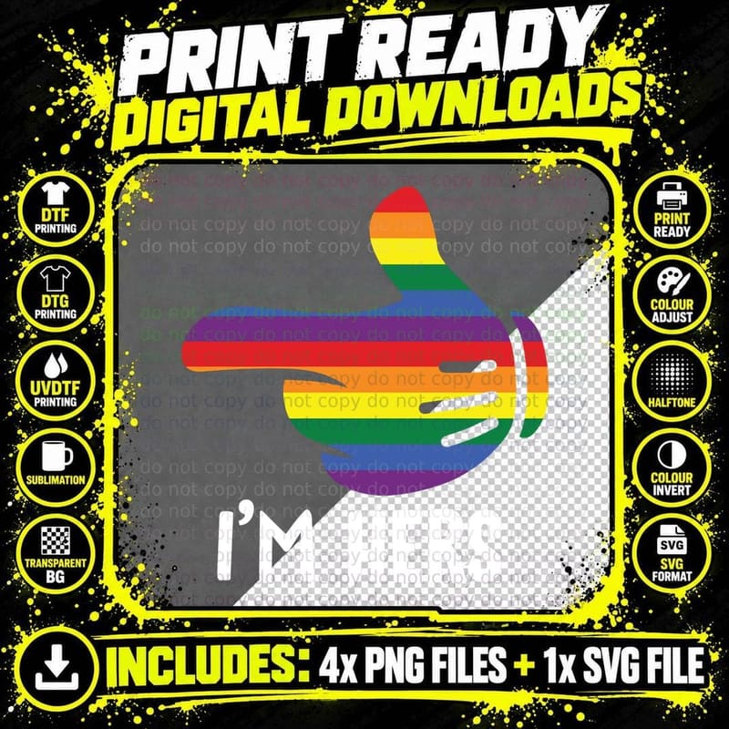 I'm Hers Rainbow Lesbian Couple Funny LGBT Pride Png SVG Digital Bundle