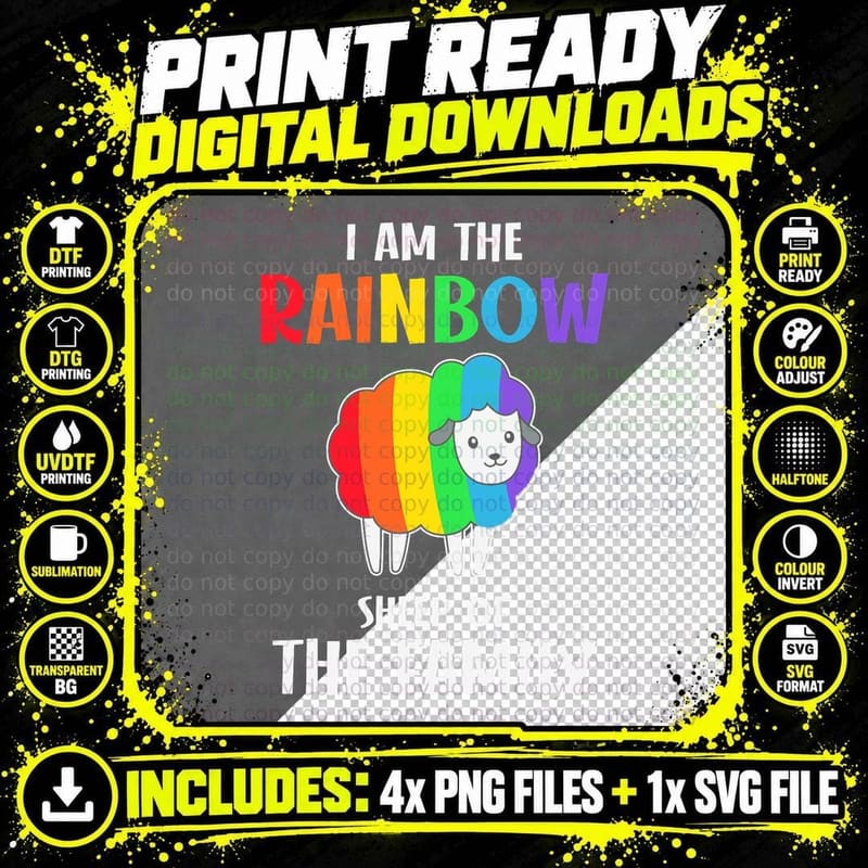 I'm the Rainbow SHEEP OF THE Family LGBT Flag Gay Pride Png SVG Digital Bundle