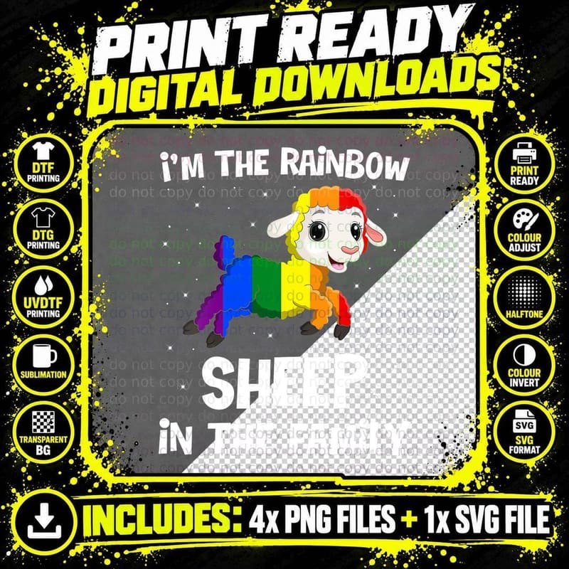 I'm the Rainbow Sheep in the Family LGBTQ Pride Png SVG Digital Bundle