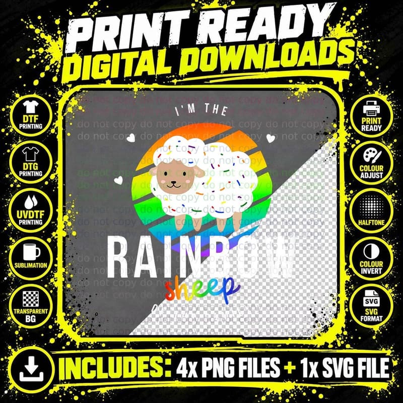 I'm the Rainbow Sheep of the Family Funny LGBTQ Gay Png SVG Digital Bundle