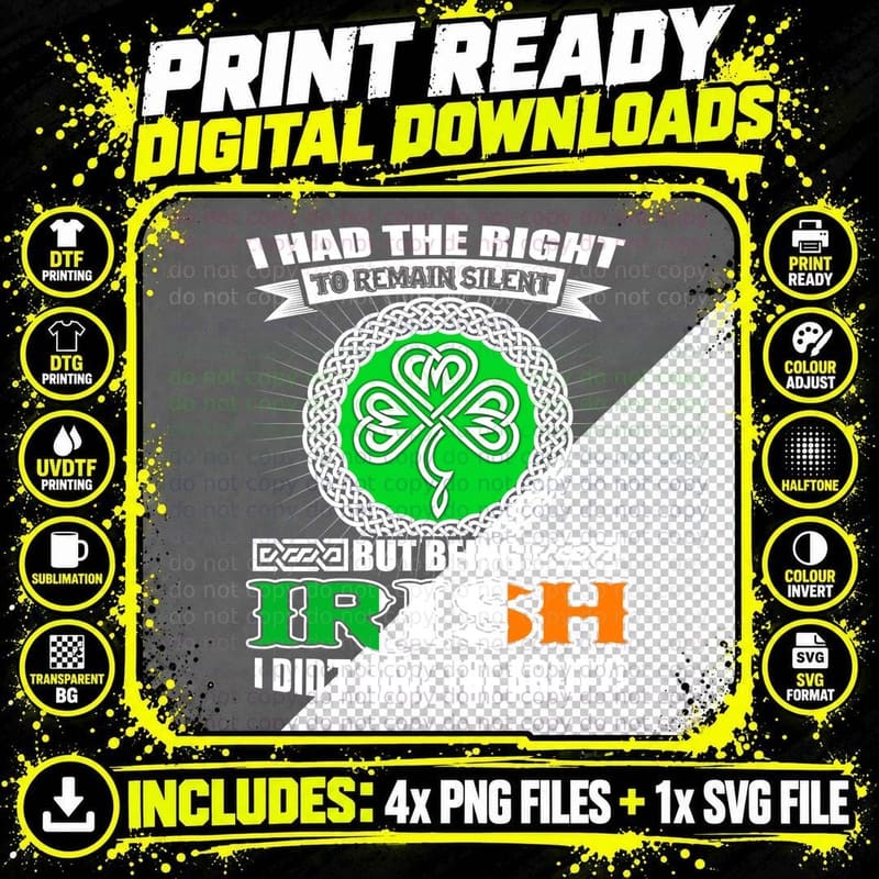 Irish Celtic Clover T-Shirt, Irish Heritage Style Png SVG Digital Bundle