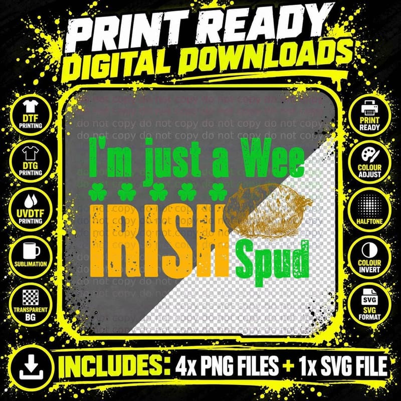 Irish Potato T-Shirt, St Patricks Day Theme Png SVG Digital Bundle