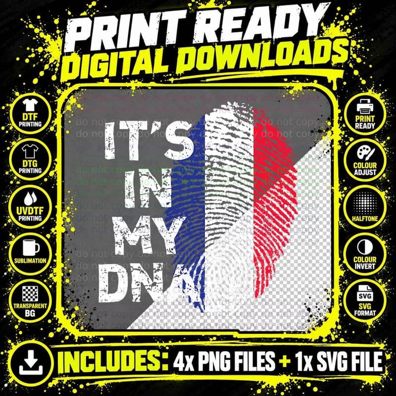 It's in My DNA French Pride Heritage T-Shirt Png SVG Digital Bundle