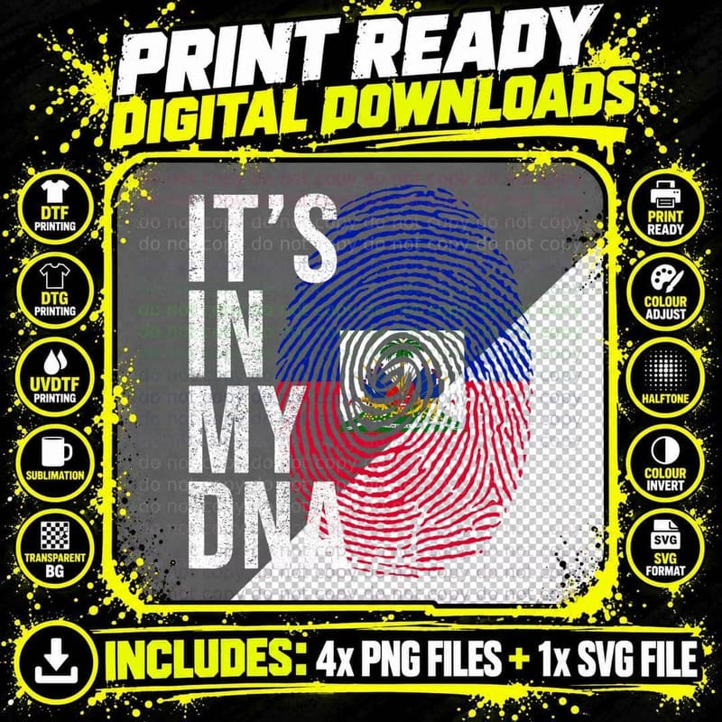 It's in My DNA Haiti Flag Haitian Life Pride Haiti Png SVG Digital Bundle