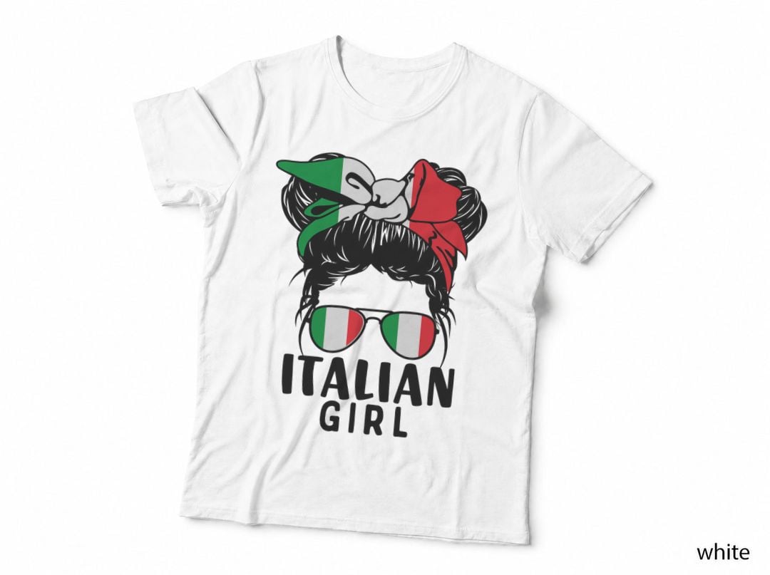 Italian Girl Messy Hair Italy Pride Patriotic Kids T-Shirt