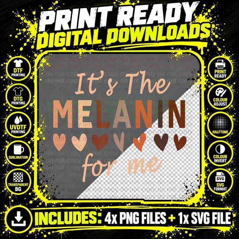 Its Melanin Me Melanated Black History Month Pride Png SVG Digital Bundle