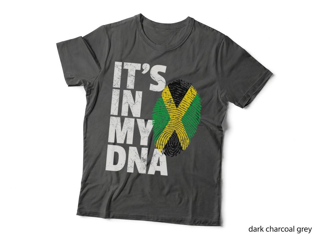 Its in My Dna Jamaica Flag Print, Distressed Fingerprint Pride, Roots Tee