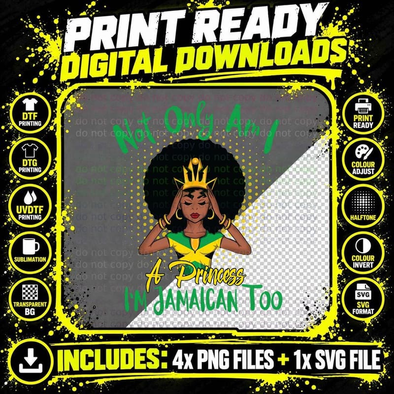 Jamaican Princess T-Shirt, Caribbean Culture Png SVG Digital Bundle
