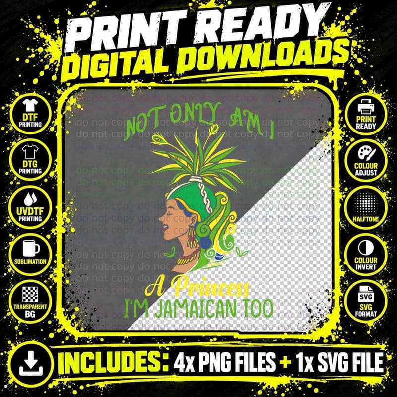 Jamaican Princess T-Shirt, Caribbean Pride Png SVG Digital Bundle