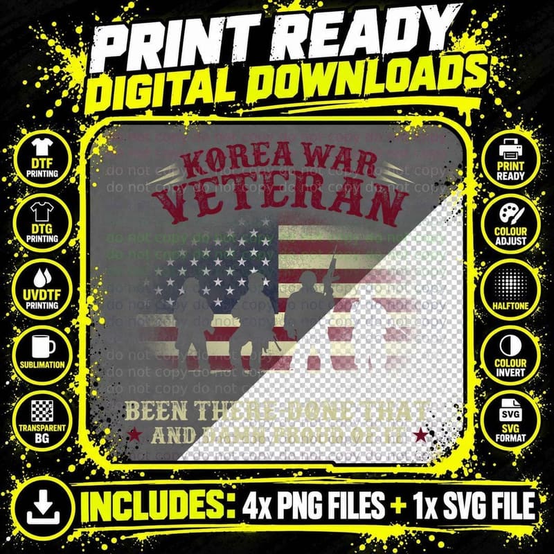 Korea War Veteran T-Shirt, Patriotic Apparel Png SVG Digital Bundle