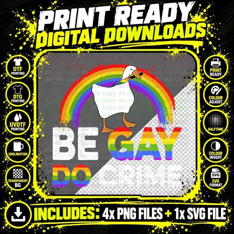 LGBT Flag Be Gay Do Crime Retro Funny Pride Month T-Shirt Png SVG Digital Bundle