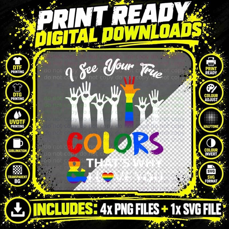 LGBT Pride Rainbow Hand T-Shirt, Pride Month Celebration Png SVG Digital Bundle
