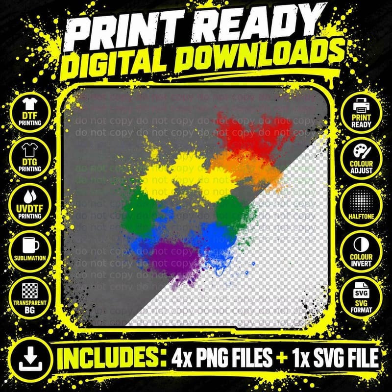 LGBT Pride Rainbow T-Shirt, Gender Symbol Print Png SVG Digital Bundle