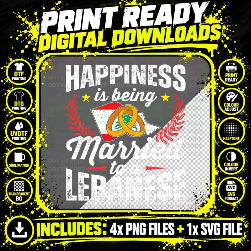Lebanese Marriage Lebanon Pride Married Flag Wedded Png SVG Digital Bundle