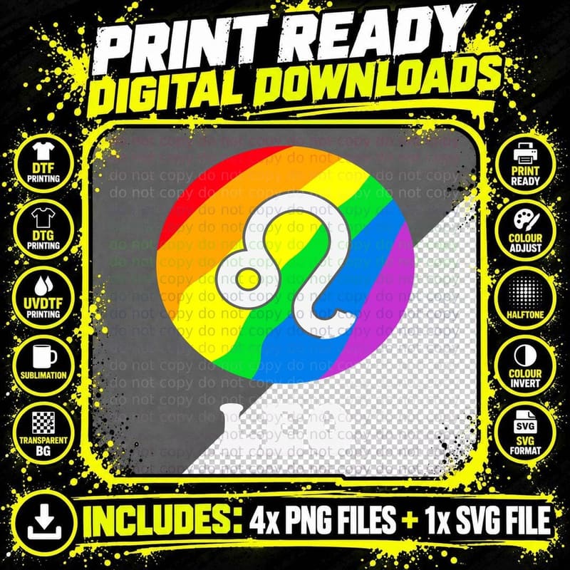 Lgbt Gay Pride Flag Leo Zodiac Sign T-Shirt Png SVG Digital Bundle
