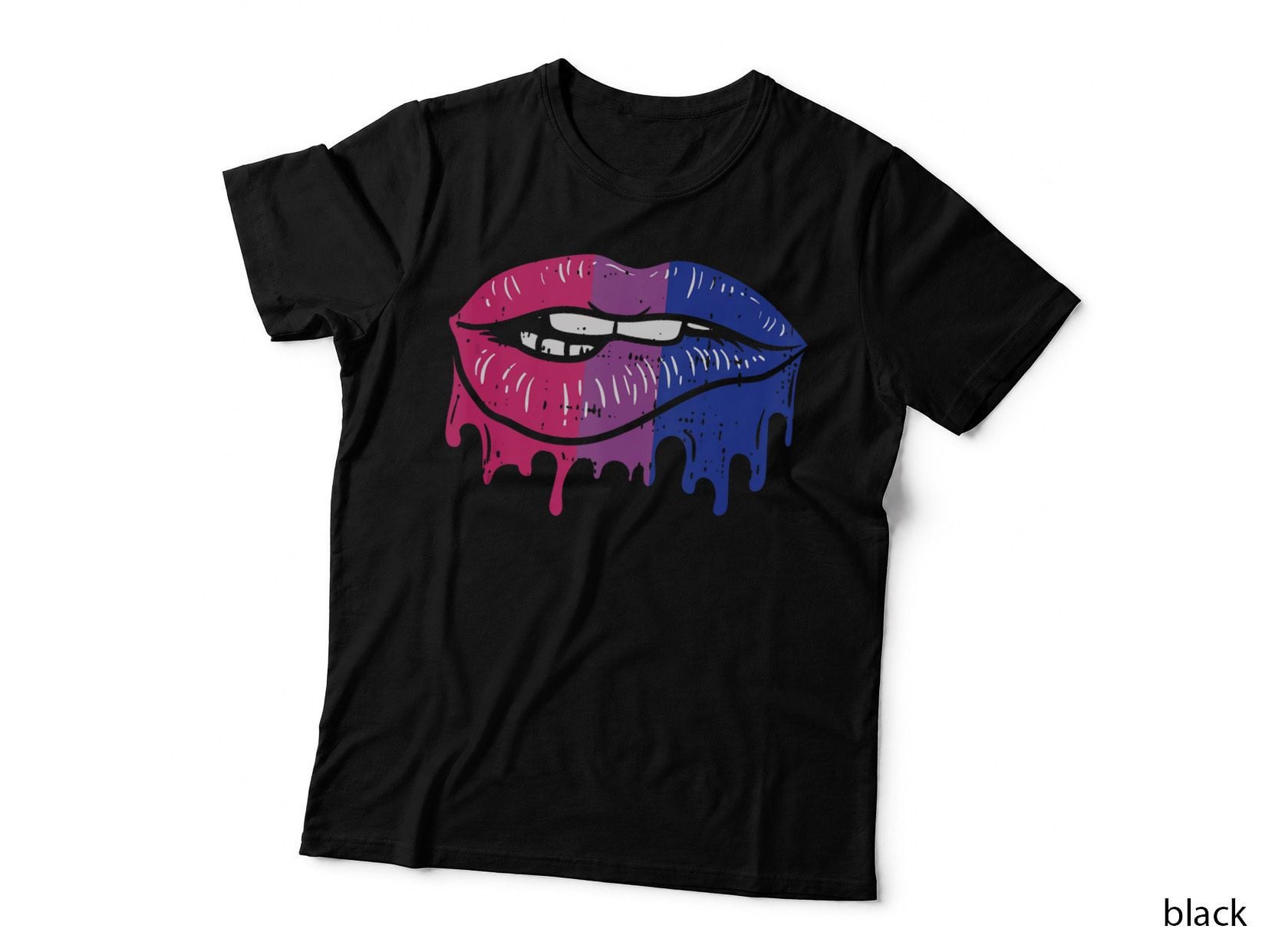 Lip Bite Retro Drip Art LGBT Bisexual Colors Gay F, Bisexual Ally T-Shirt