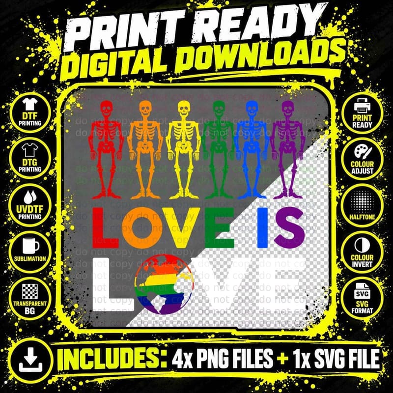 Love Is Love LGBT Pride T-Shirt, Pride Month Apparel Png SVG Digital Bundle