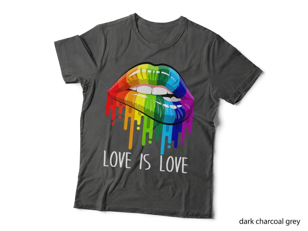 Love Is Love Rainbow Sexy Lips Cool LGBT Ga, Lesbian Pride T-Shirt