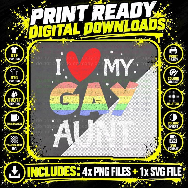 Love My Gay Aunt T-Shirt, Lgbt Rainbow Pride Png SVG Digital Bundle