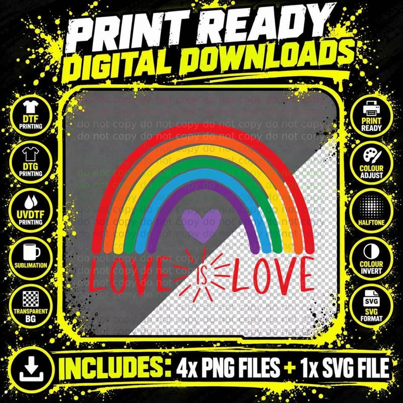 Love Rainbow LGBTQ LGBT Pride Hearts Day Valentines Day Png SVG Digital Bundle