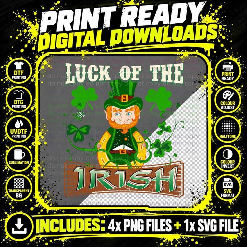 Luck of the Irish T-Shirt, St Patricks Day Style Png SVG Digital Bundle