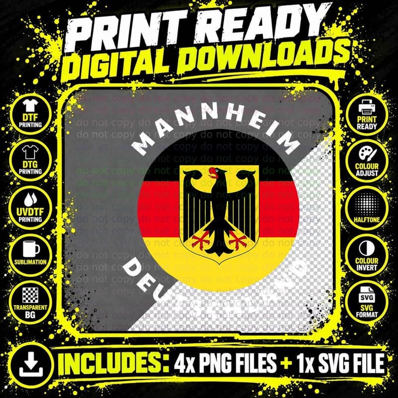 Mannheim Germany DE German Heritage & Pride Flag Badge Png SVG Digital Bundle
