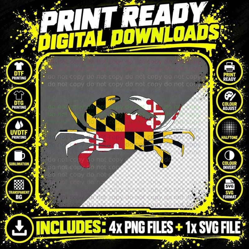 Maryland Crab State Pride Flag T-Shirt Png SVG Digital Bundle