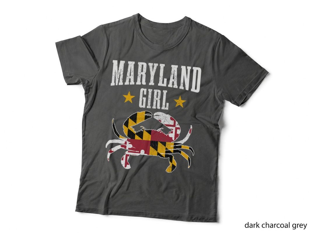 Maryland Girl Blue Crab Vintage Maryland Flag Pride T-Shirt