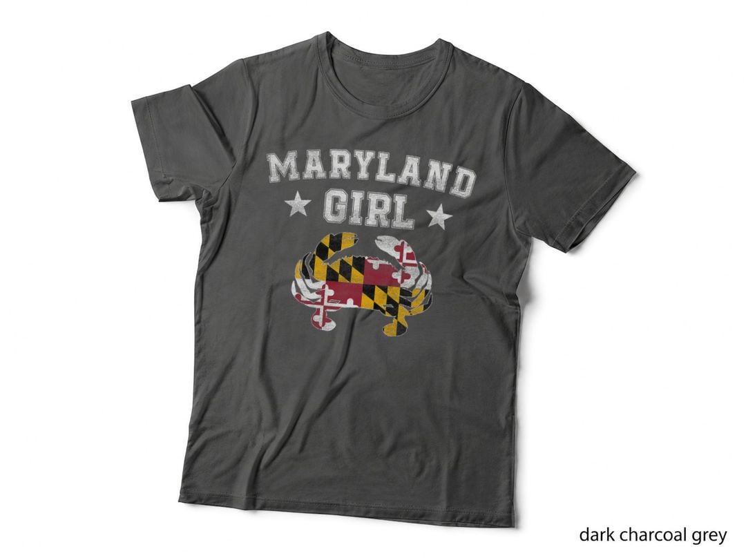 Maryland Girl Flag Blue Crab T Shirt - State Pride Retro Tee