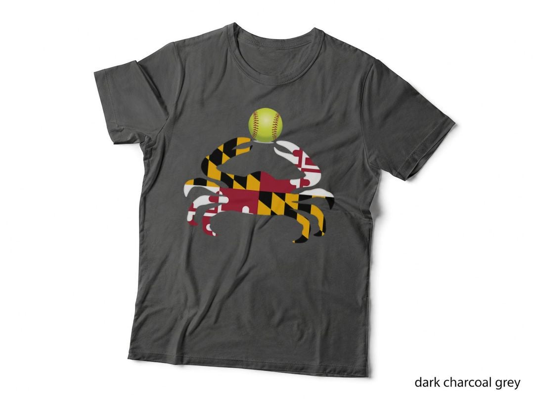 Maryland State Flag Blue Crab Pride with Softball T-Shirt