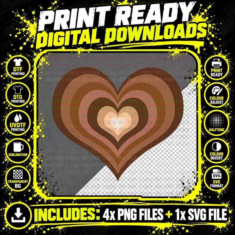 Melanin Retro Heart Black History Pride Valentines Day Png SVG Digital Bundle