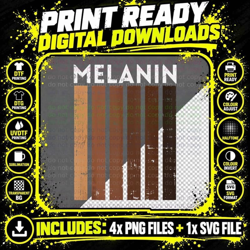 Melanin Shades Black History Pride African American Png SVG Digital Bundle