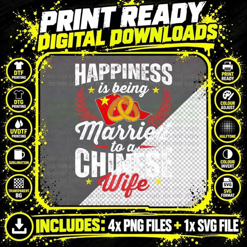 Mens My Wife Is Chinese China Pride Married Flag Wedde Png SVG Digital Bundle
