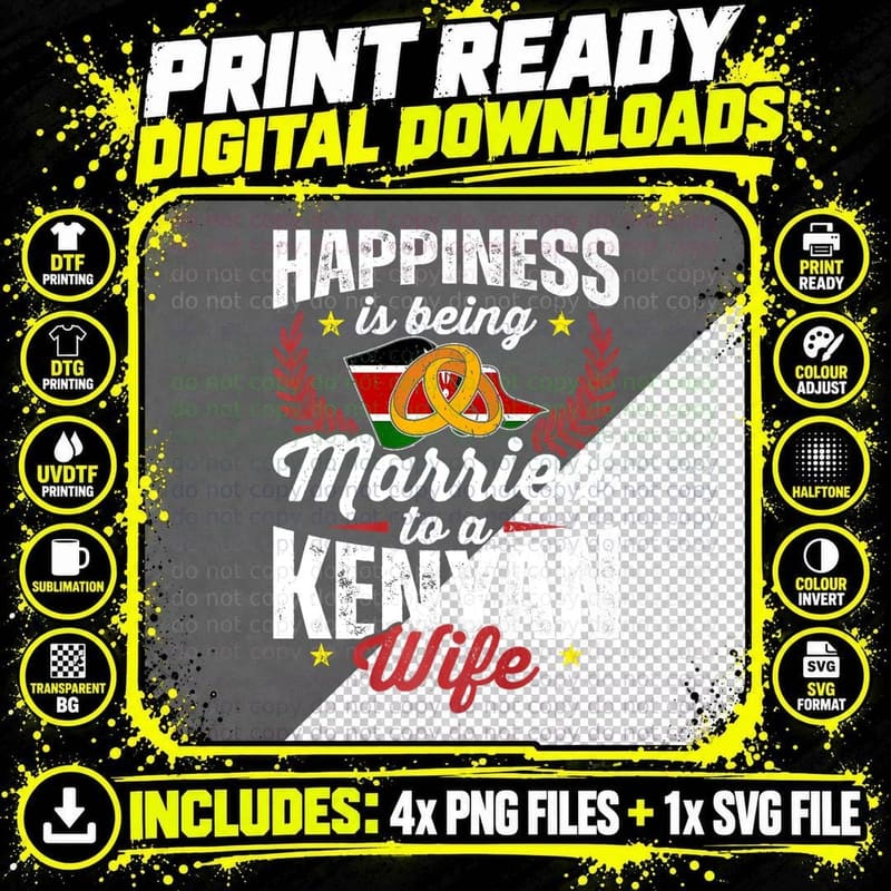 Mens My Wife Is Kenyan Kenya Pride Married Flag Wedd Png SVG Digital Bundle