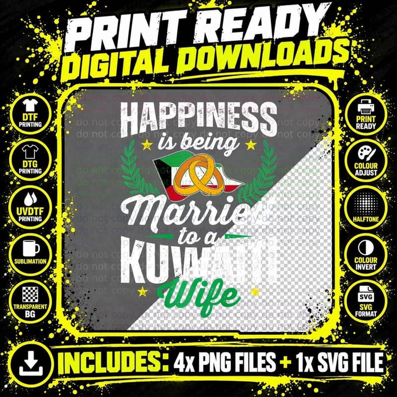 Mens My Wife Is Kuwaiti Kuwait Pride Married Flag Wedd Png SVG Digital Bundle