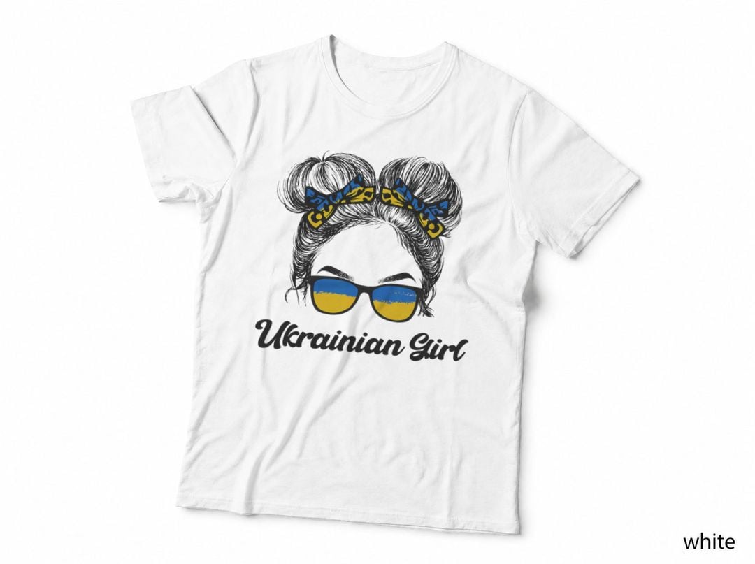 Messy Hair Sunglasses Ukrainian Girl Ukraine Pride Patriotic T-Shirt