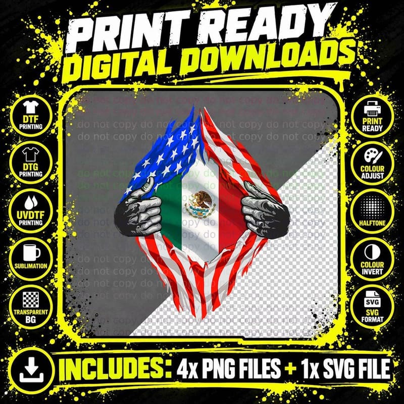 Mexico Roots Flag Patriotic Mexico Heritage Pride T-Shirt Png SVG Digital Bundle