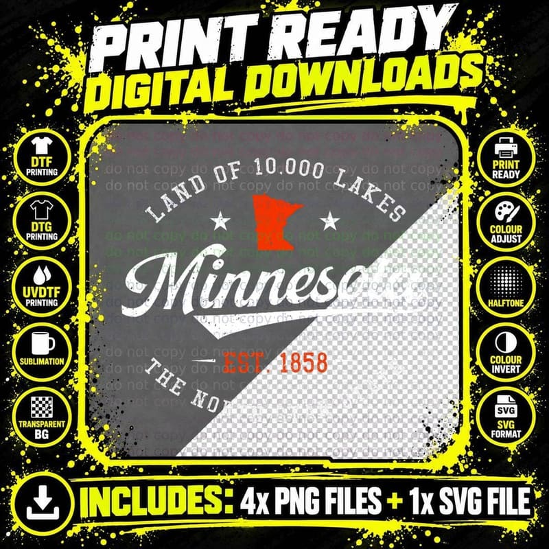 Minnesota Pride, Minnesota Lover, Love Minnesota T-Shirt Png SVG Digital Bundle