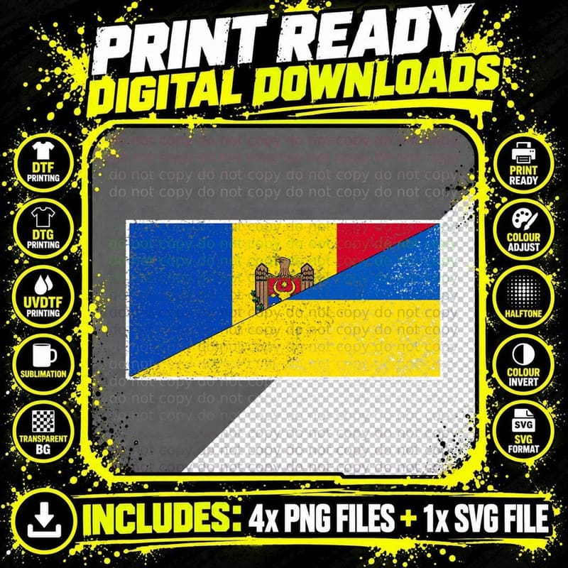 Moldova Ukraine FLAG Moldovan Ukrainian PRIDE Png SVG Digital Bundle