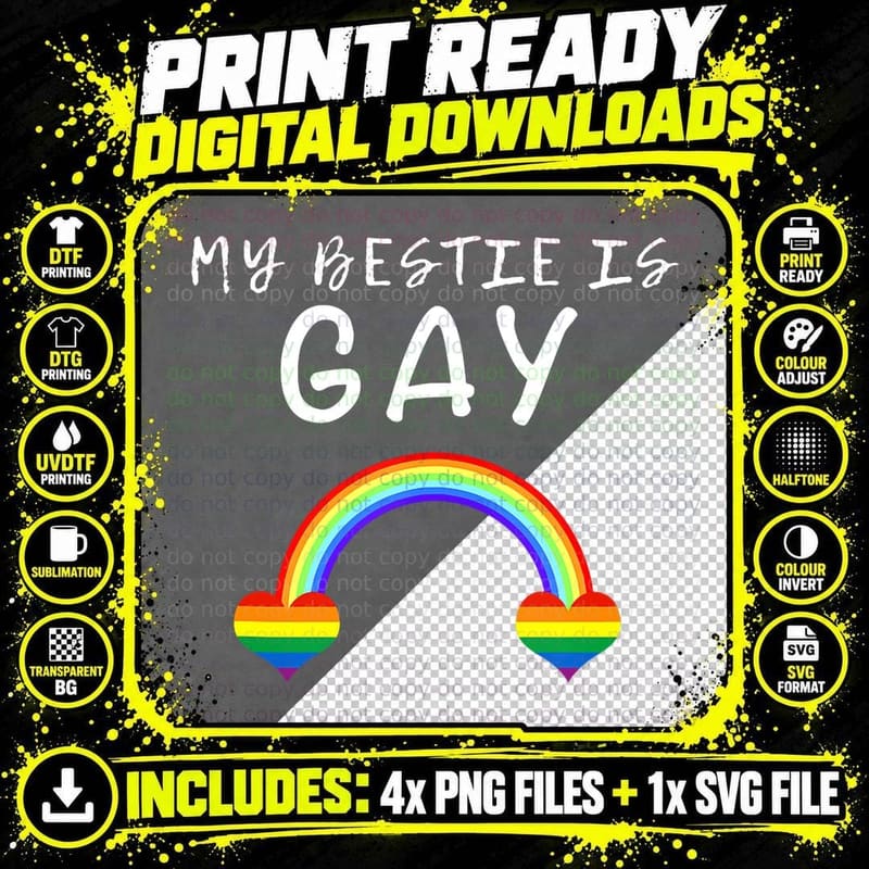 My Bestie BFF Best Friend Is Gay Pride LGBT Ally Support Png SVG Digital Bundle