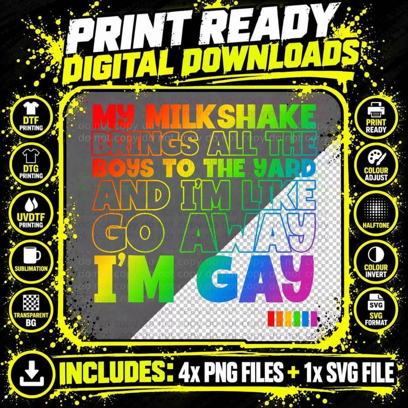 My Milkshake Brings All the Boys LGBT Pride Month T-Shirt Png SVG Digital Bundle