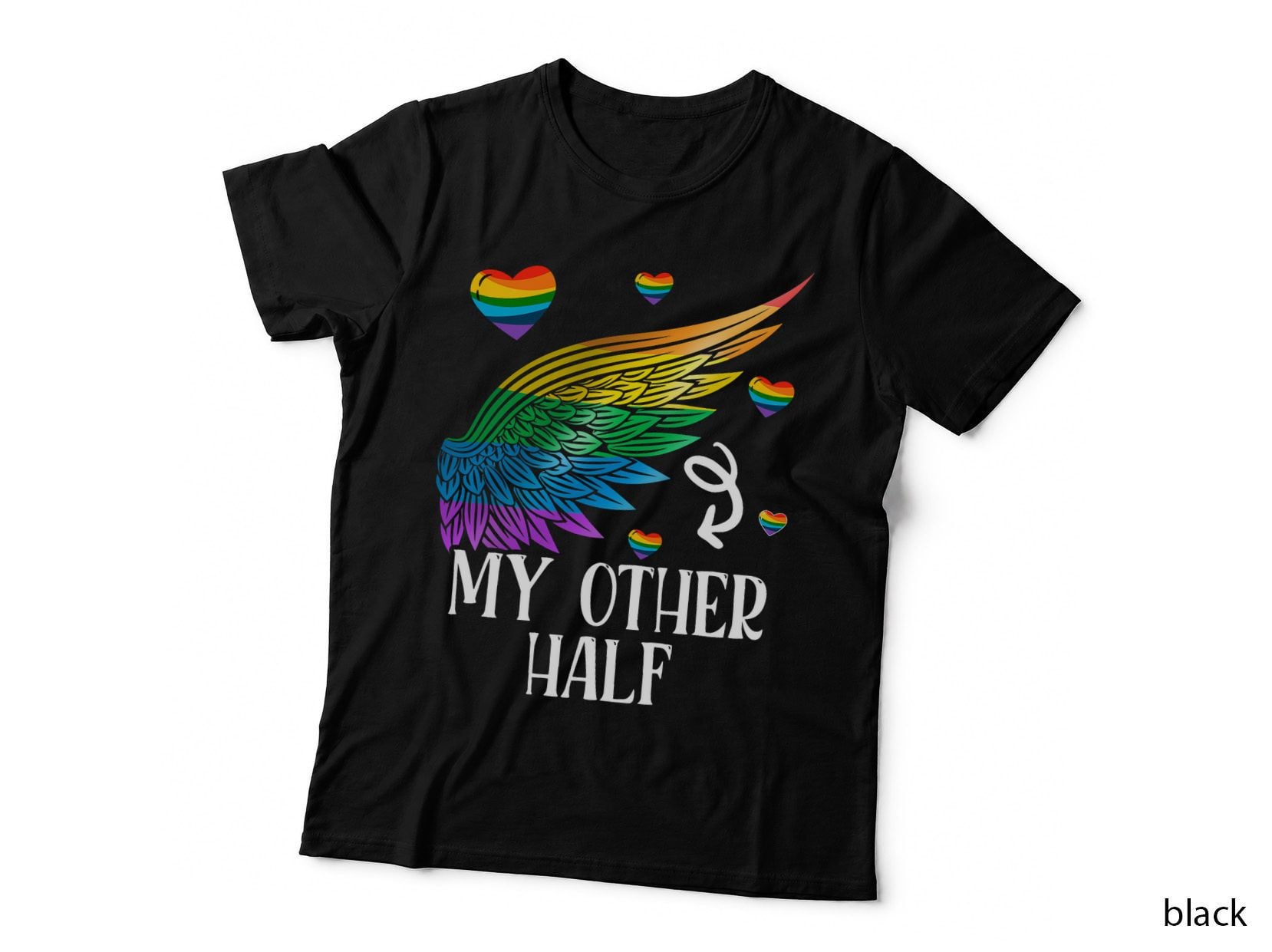 My Other Half LGBT Matching Couple Rainbow Wings Gay Lesbian T-Shirt