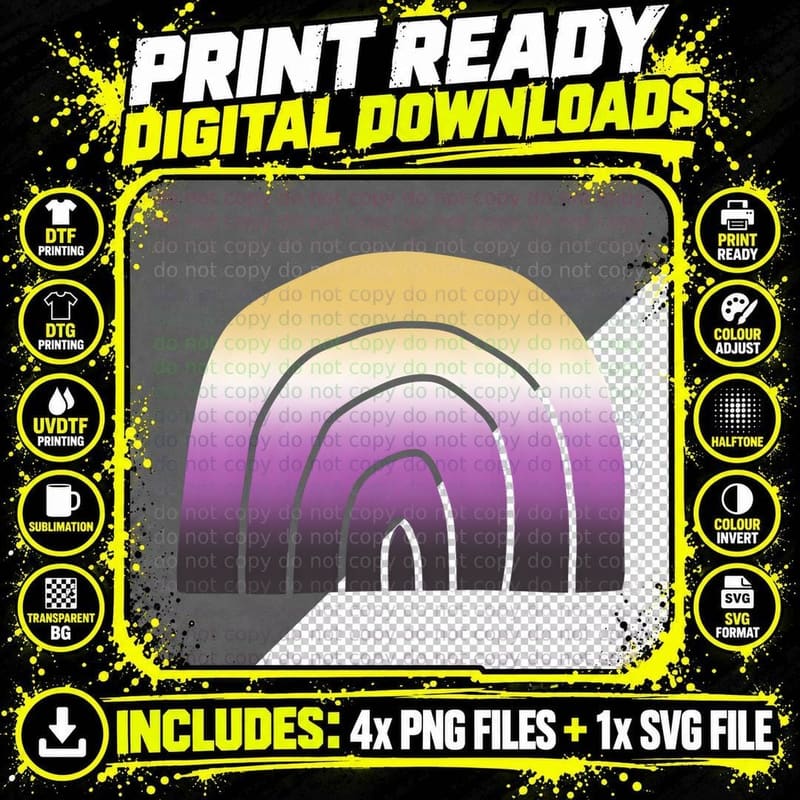 Nonbinary Pride Flag Rainbow Pastel Gradient Equality Png SVG Digital Bundle